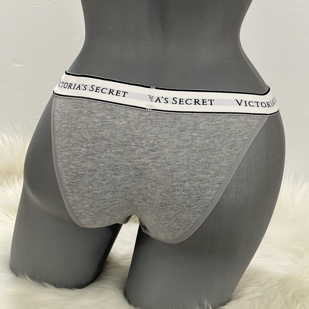 VICTORIAS SECRET LOGO WAISTBAND STRETCH COTTON TANGA BIKINI PANTY UNDERWEAR. NWT